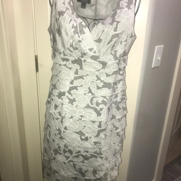 Dressbarn dress size 4 color silver gray lined knee length sleeveless zip up - Picture 12 of 15